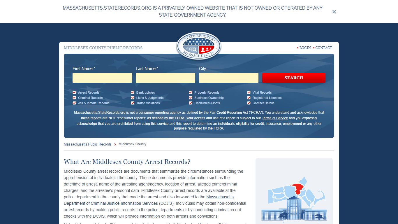 Middlesex County Arrest, Court, and Public Records | StateRecords.org