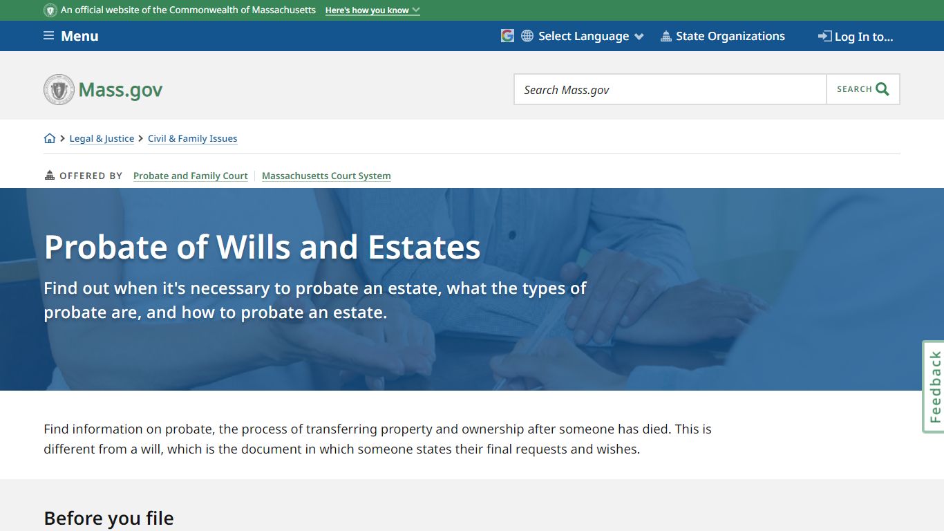Probate of Wills and Estates | Mass.gov